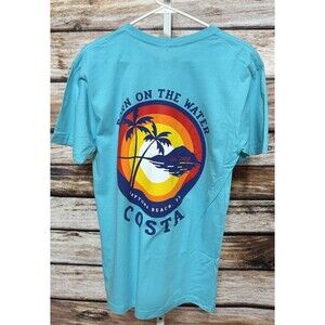 NWT Costa Men's Medium Blue Graphic T Shirt Daytona Beach Born on the Water